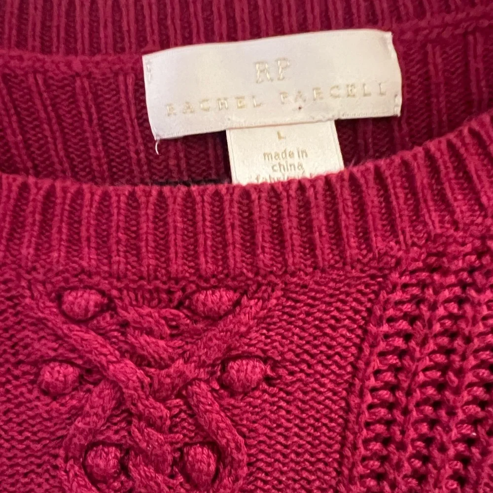 Rachel Parcell dark pink holiday cable knit sweater. Size large.